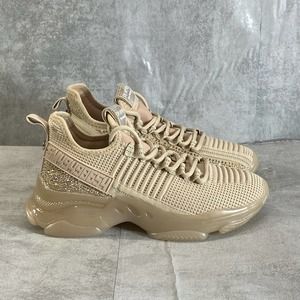 STEVE MADDEN Women's Blush Multi Rhinestone Maxima Lace-Up Sneakers SZ 8